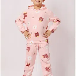 FITIN OUTFIT Girls Peach Wool Blend Solid Clothing Set-picture-1