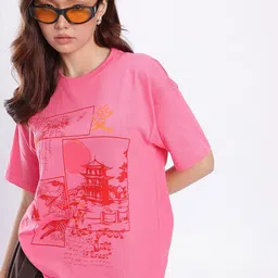 glitchez Cool Chic Graphic Printed Oversized T-shirt-picture-32