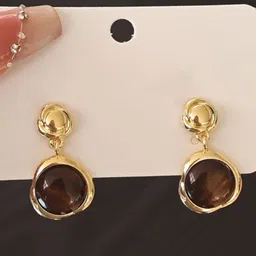 DIVASTRI Gold-Plated Artificial Stones Studded Korean Floral Drop Earrings-52