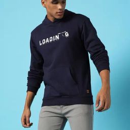 Campus Sutra Blue Cotton Regular Fit Printed Hooded Sweatshirt-image-37