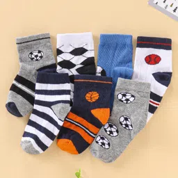 Cute Walk by Babyhug Anti Bacterial Ankle Length Socks Set Of 7 - Multicolor-picture-32