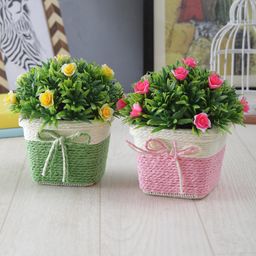 Foliyaj Combo of 2 Artificial Flower Plants with Pot for Home Decor Living Room-6