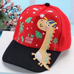PASSION PETALS Dinosaur Applique Summer Cotton Cap - Red & Black-28