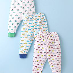 Bodycare Full Length Thermal Pant With Vehicle Print Pack of 3 - White-image-87