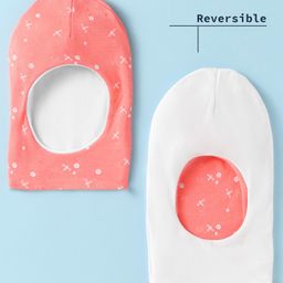 Ben Benny Interlock Knit Reversible Monkey Cap with Floral Print Pink & White - Diameter 10.5 cm-15