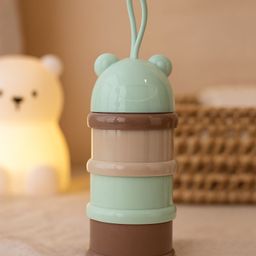 The Cheeky Kidzz Baby Formula Dispenser Foodgrade PP Double Layer Anti-Leak Milk Powder Cerelac Food Storage Dispenser 3 Container First Feed Box- Green-19