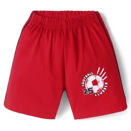 Tango Single Jersey Knit Knee Length Shorts with Football Print & Tape Detailing - Red-image-89