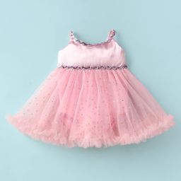 Mark & Mia Woven Singlet Sleeves Frock Style Party Onesie with Glitter Print & Sequin Detailing - Pink-image-70