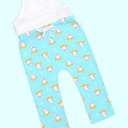 SuperBottoms Cotton Knit Baby Bunnies Printed Padded Diaper Pajamas - Sky Blue-image-84