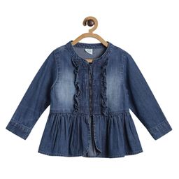 MINI KLUB Cotton Full Sleeves Washed Jacket - Blue-image-96