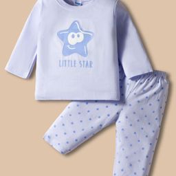 Tango Single Jersey Knit Full Sleeves Night Suit with Star Print - Blue-picture-18