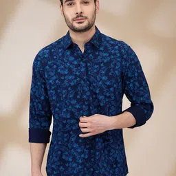 Raymond Men Spread Collar Floral Printed Cotton Casual Shirt-image-41