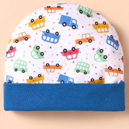 Ben Benny Interlock Knit Cap Mitten & Booties Set with Vehicle Print White - Diameter 10.5 cm image 3