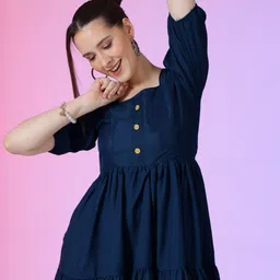 Raiyani Enterprise Women Square Neck Fit & Flare Dress-picture-0