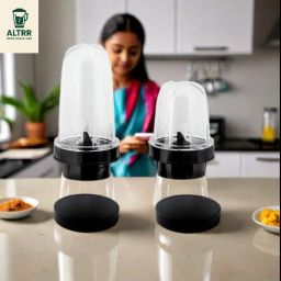 Pack of 2 Nutri Jars (664 ML & 398 ML) – Blend Smoothies & South Indian Sauces Mixer Juicer Jar-image-90