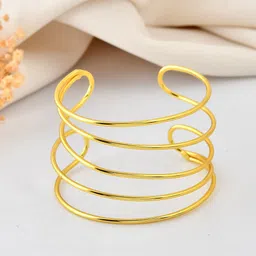 VOJ Women Brass Handcrafted Gold-Plated Cuff Bracelet-15