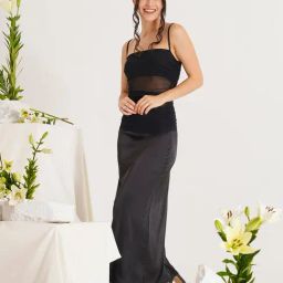 PRIZO Black Slim Fit Maxi Dress-image-7