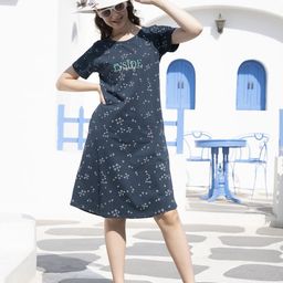 HotGown Printed Pure Cotton A-Line Dress-image-64