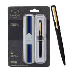 Parker Vector Blue Ball Pen Matte Black Gold Trim, 9000012082-picture-15