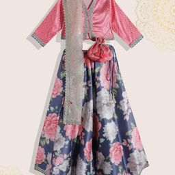 Biba Girls Floral Printed Ready to Wear Lehenga & Blouse-picture-35