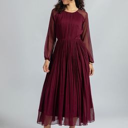 TORSHA Women Chiffon Fit & Flare Midi Dress-image-66