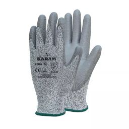 Karam Safety Hand Gloves Polyurethane Coating Grey 13 Gauge HPPE / Glass Liner Size M, HS 62-image-6