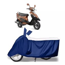 Auto Pearl Two Wheeler Cover for TVS Scooty Pep Plus - White, Blue-image-38