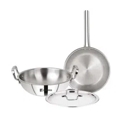 Bergner Tripro Silver Stainless Steel 24 cm Induction Friendly Triply Cookware Set - Set of 3-6