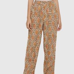 Fabindia Green & Beige Printed Pants-picture-5