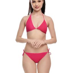 FIMS Pink Plain Bra Panty Set-image-42