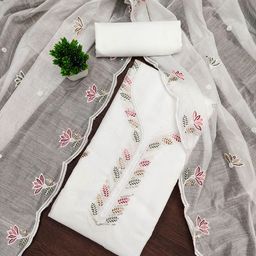 HERE&NOW Floral Embroidered Sequinned Chanderi Cotton Unstitched Dress Material-image-73