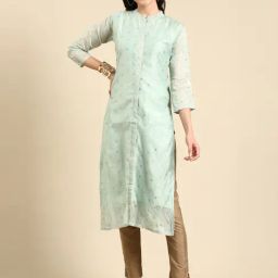 SHOWOFF Sea Green Printed Kurta-picture-37