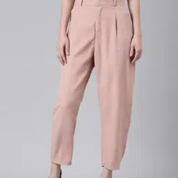 showoffff SHOWOFF Peach Straight Fit Mid Rise Trouserss-picture-29