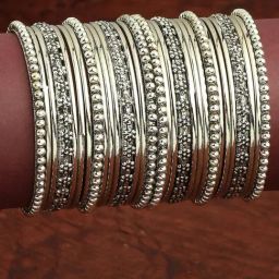 Oomph Oxidized Silver Classic Bangles - Set of 30-3