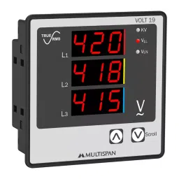 Multispan 3 Digit 3 line Display Three Phase Ampere & Voltmeter, VOLT-19 image 3