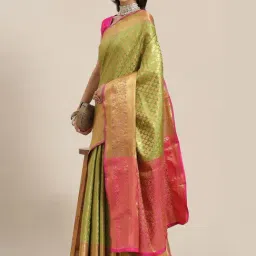 Silk Land Silk Green Woven Saree With Unstitched Blouse-picture-44