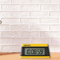 SEIKO elegant black & yellow plastic table clock-11