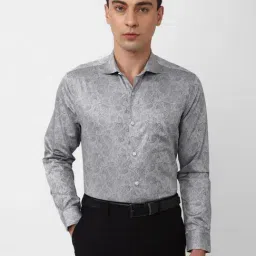 Peter England Grey Cotton Regular Fit Printed Shirt-picture-19