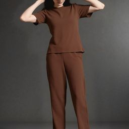HERE&NOW Round Neck T-Shirt With Trousers Co-Ords-picture-47