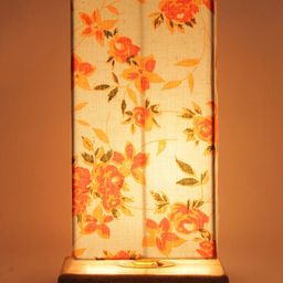 Devansh White & Peach Floral Printed Traditional Table Lamp with Shade image 3
