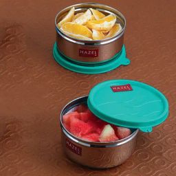HAZEL Silver Stainless Steel Airtight Kitchen Storage Containers - Set of 2 (450 ML Each)-picture-41