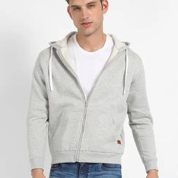 Campus Sutra Light Grey Regular Fit Hooded Sweatshirt-picture-17