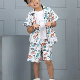 AWW HUNNIE Boys Printed Short Sleeves Pure Cotton T-shirt And Shirt With Shorts-image-13