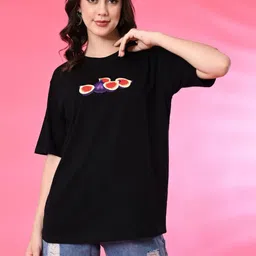 Funday Fashion Women Printed Applique T-shirt-image-24
