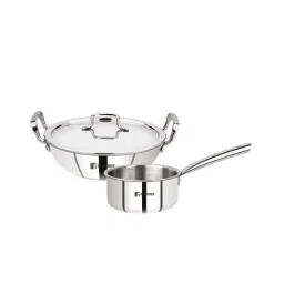 Bergner Tripro Silver Stainless Steel 24 cm Induction Friendly Triply Cookware Set - Set of 3-8