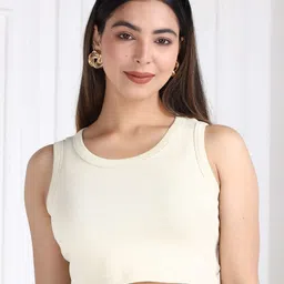 Mlada Round Neck Regular Fit Sleeveless Cotton Ribbed Top-image-30