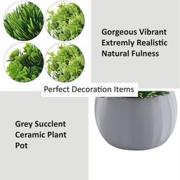 Kuber Industries Grey & Green8 Pieces Succulent Artificial Plants With Pots image 5