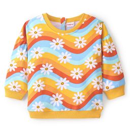 Babyhug Cotton Knit Full Sleeves Floral Printed Sweatshirt - Multicolour-image-85