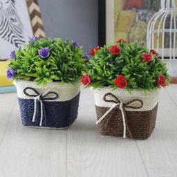 Foliyaj Combo of 2 Artificial Flower Plants with Pot for Home Decor Living Room-image-80