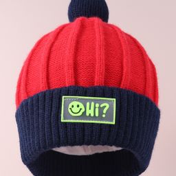 Babyhug Cable Knitted Woollen Cap with Pom Pom - Red-image-83